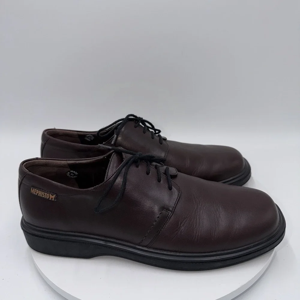 Mephisto Mens Air-Jet Oxford Size 10 Brown Leather Lace Up Dress Shoe France